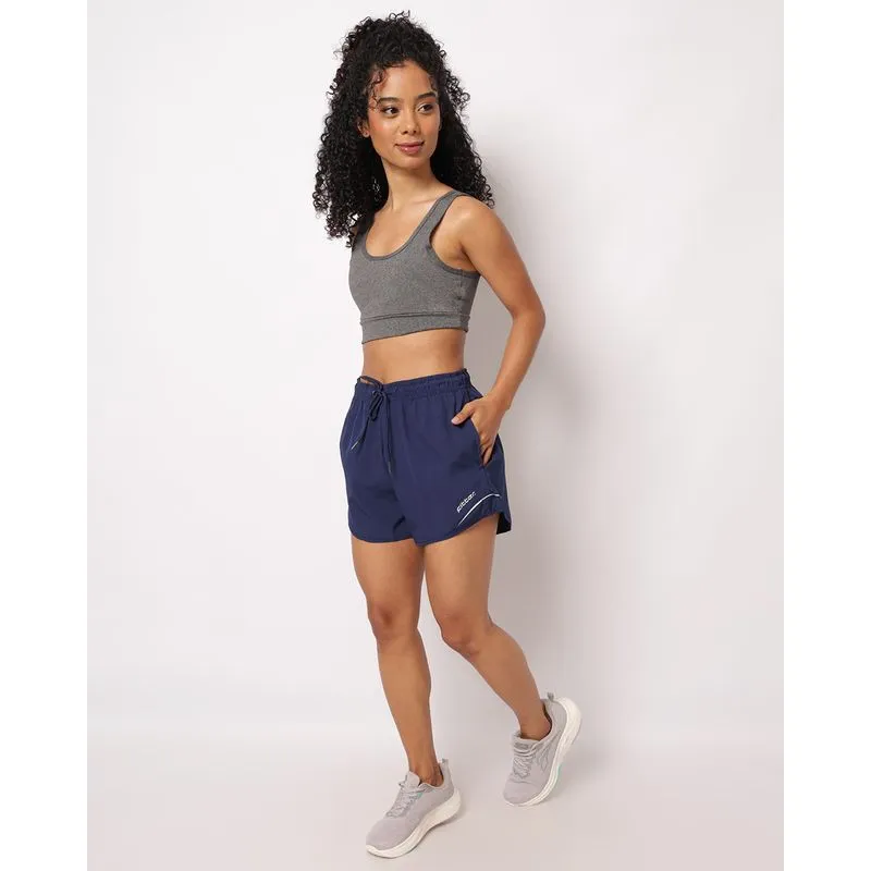 Short Fitness Feminino Fitter Boxer Curto Refletivo Marinho M