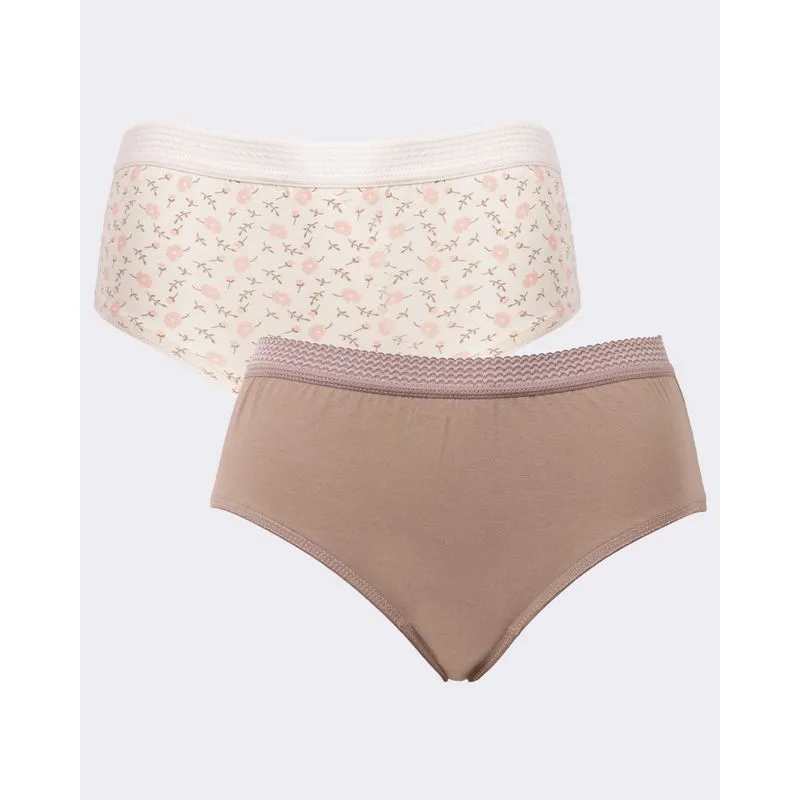 Kit 2 Calcinhas Feminina Alta Algodão Bege e Off White GG
