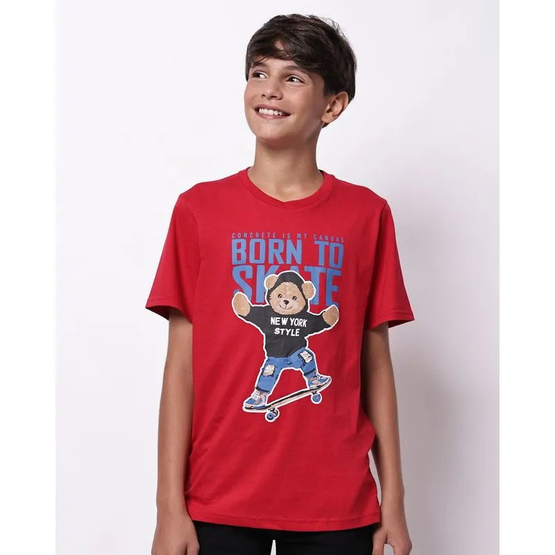 Camiseta Juvenil Algodão Estampa NY Style Vermelha 10