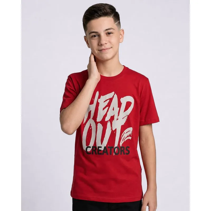 Camiseta Juvenil Algodão Head Out Creators Vermelha 14