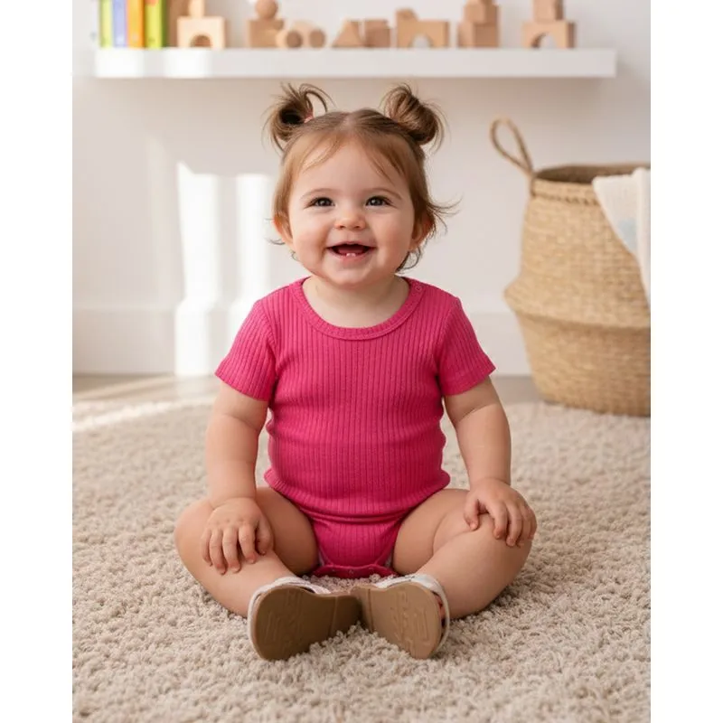 Body Bebê Canelado Rosa Pink G