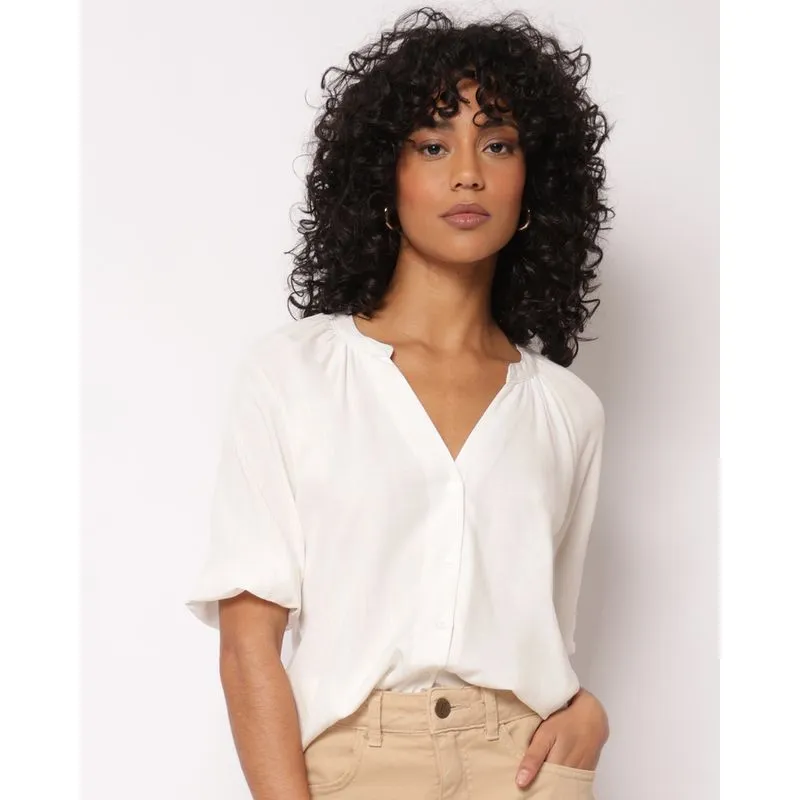 Camisa Feminina Viscose Berry & Co. Manga 3/4 Branca P