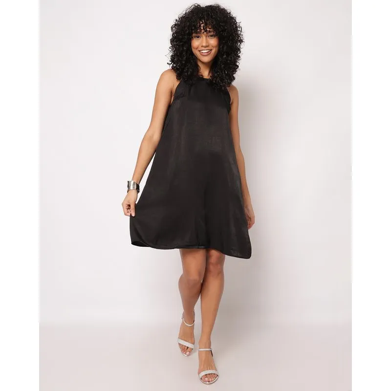 Vestido Feminino Berry & Co. Curto Acetinado Preto M