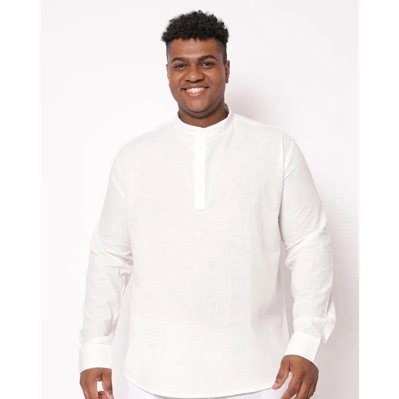 Camisa Plus Size Masculina Manga Longa Off White 6
