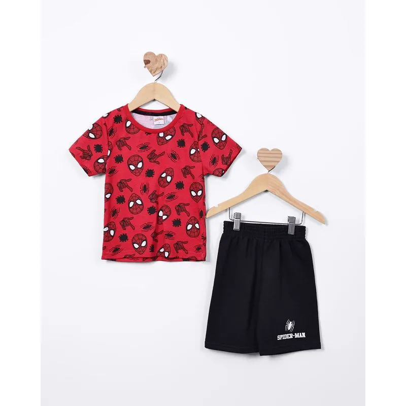 Conjunto Curto Bebê Algodão Homem Aranha Vermelho 2