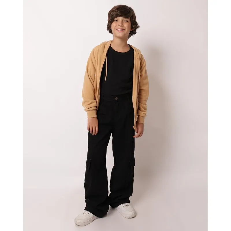 Calça Jeans Juvenil Cargo com Bolsos Preto 14