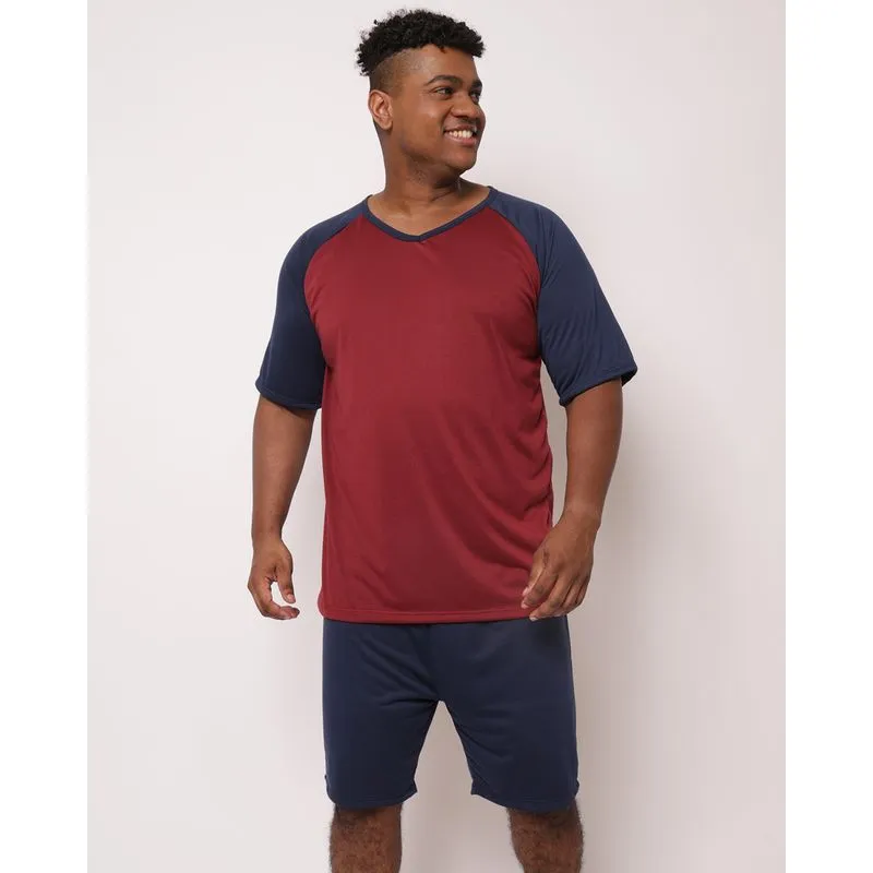 Pijama Plus Size Masculino Bicolor Vinho G3