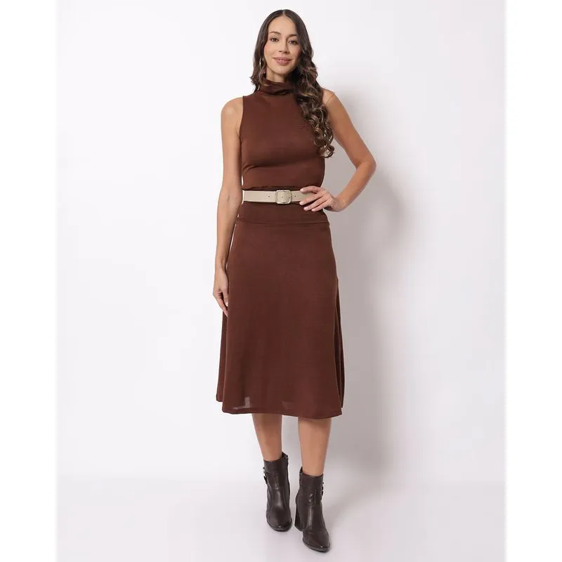Saia Midi Feminina Lanzinha Marrom G