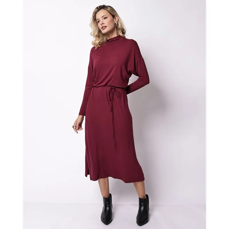 Vestido Feminino Midi Gola Alta Marga Morcego Roxo PP