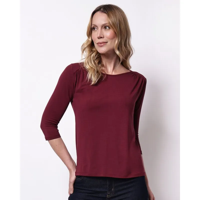 Blusa Feminina com Franzido Manga 3/4 Roxa P