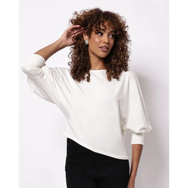 Blusa Feminina Viscose Mangas Largas 7/8 Off White G