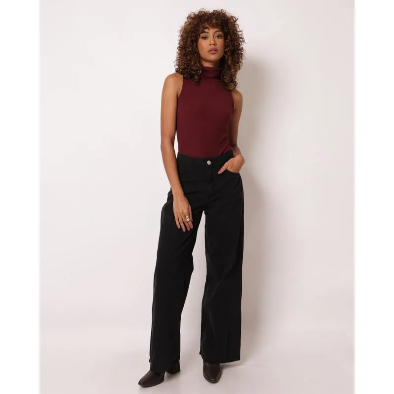 Body Feminino Ribana Gola Alta Vinho M