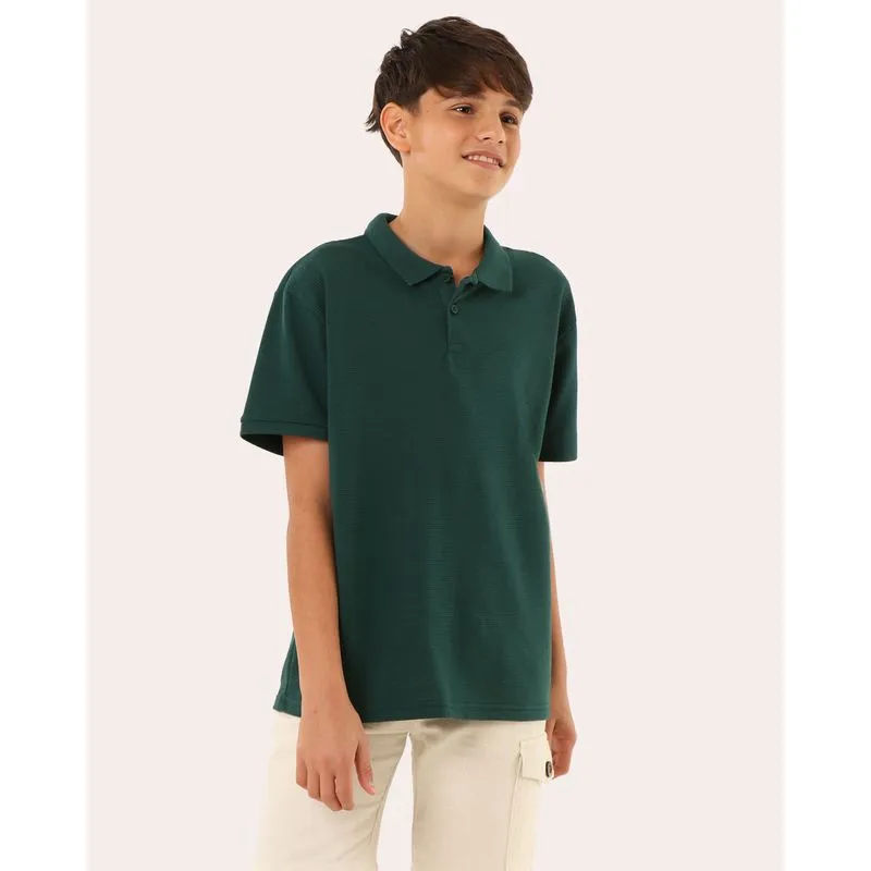 Camisa Polo Juvenil Texturizada Verde 18