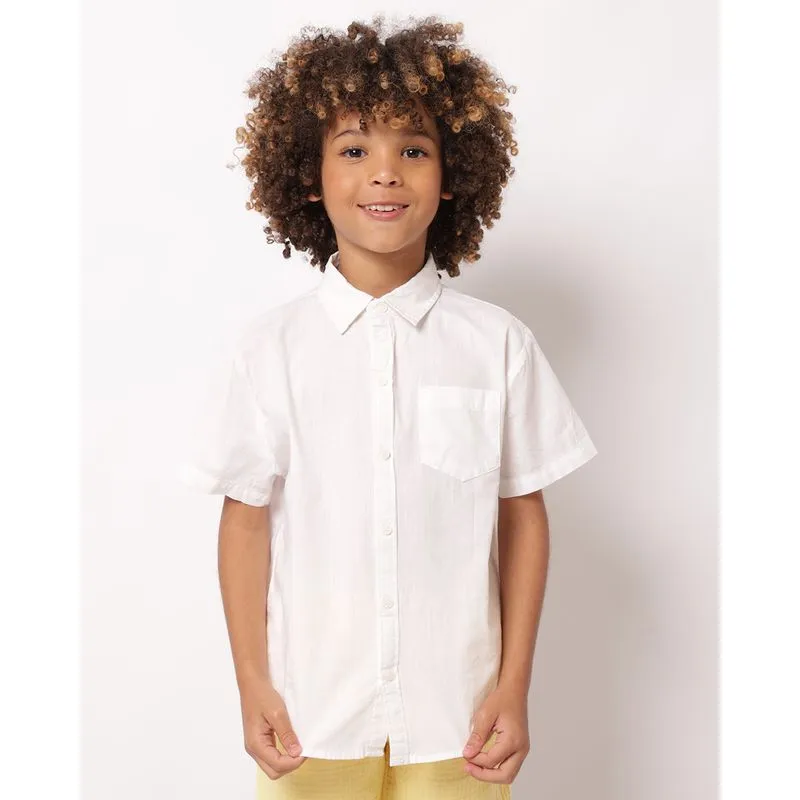 Camisa Infantil Algodão Manga Curta com Bolso Branca 6