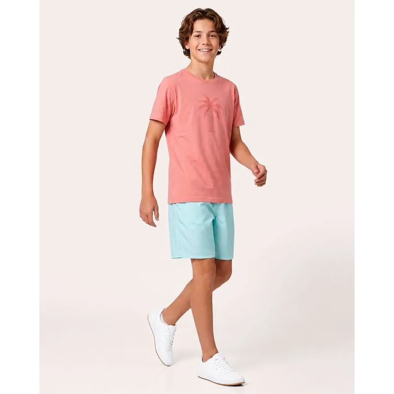 Bermuda Juvenil Microfibra Estampada Verde 16