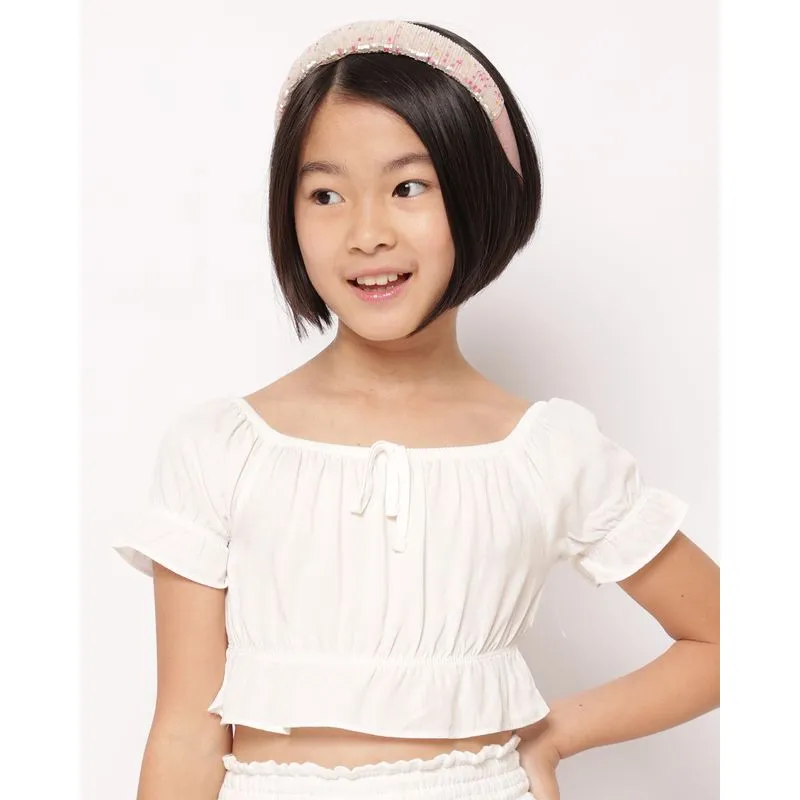 Blusa Infantil Cropped Viscose Ciganinha com Babado Branca 8