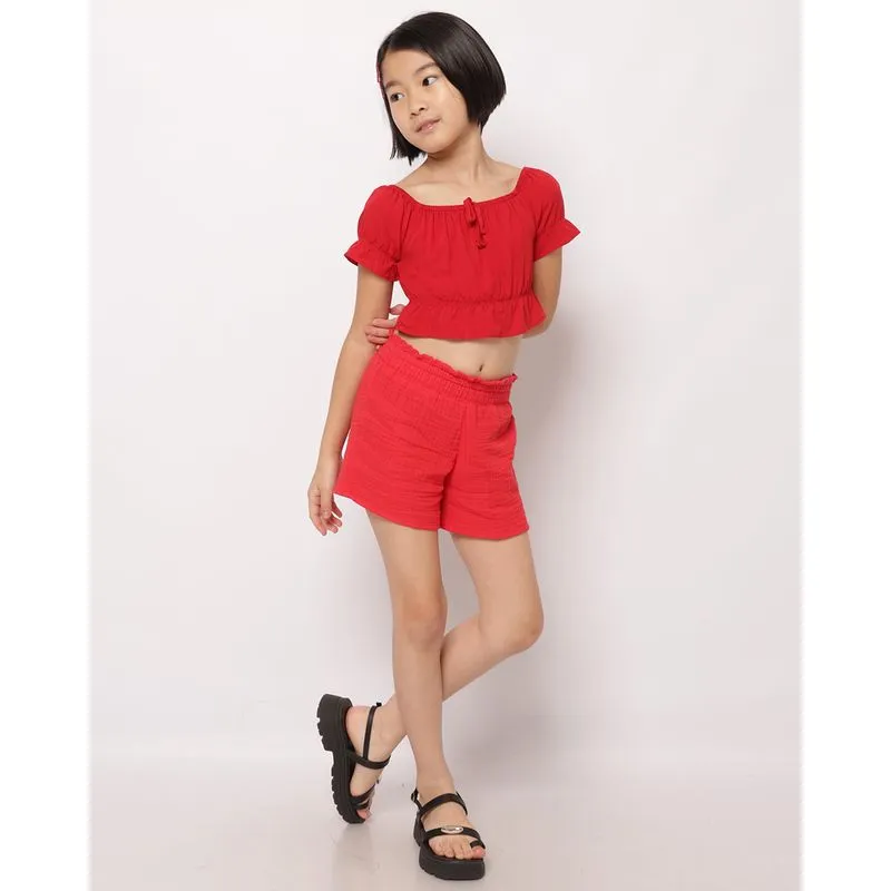 Short Infantil Algodão Texturizado Vermelho 8