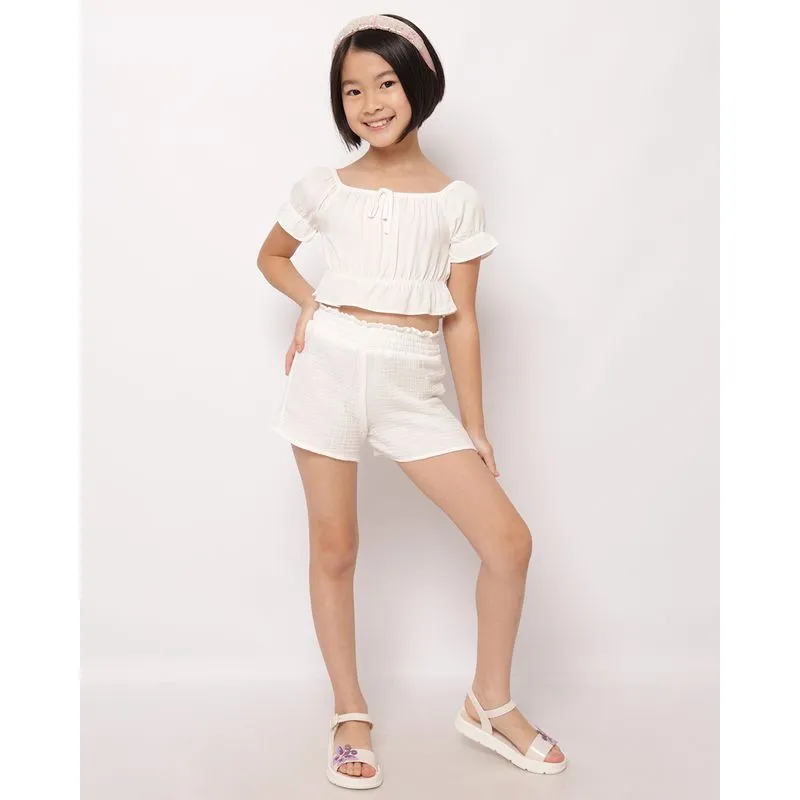 Short Infantil Algodão Texturizado Branco 4