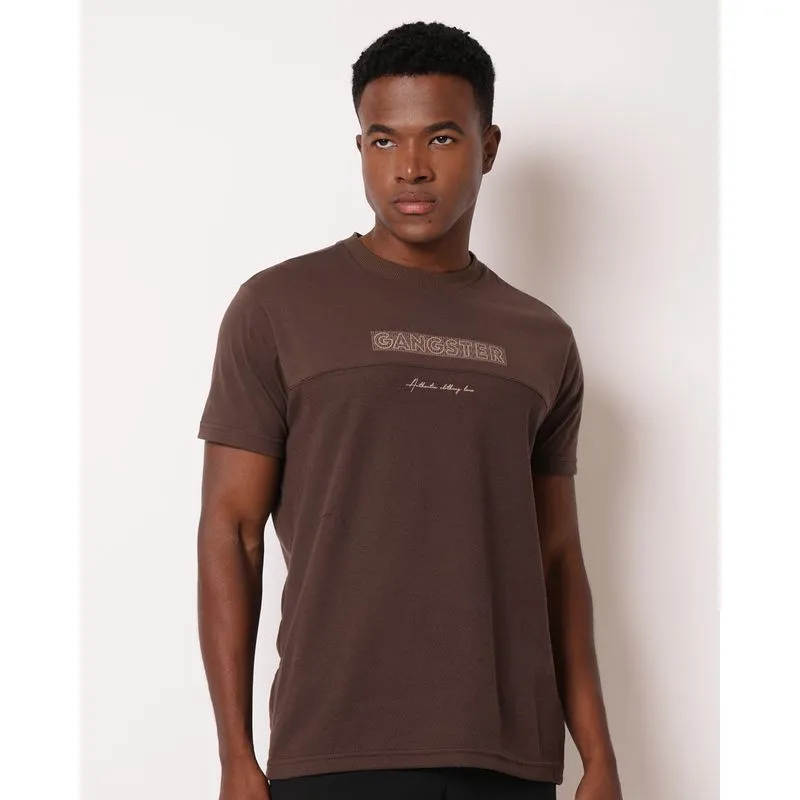 Camiseta Masculina Gangster Texturizada Marrom P