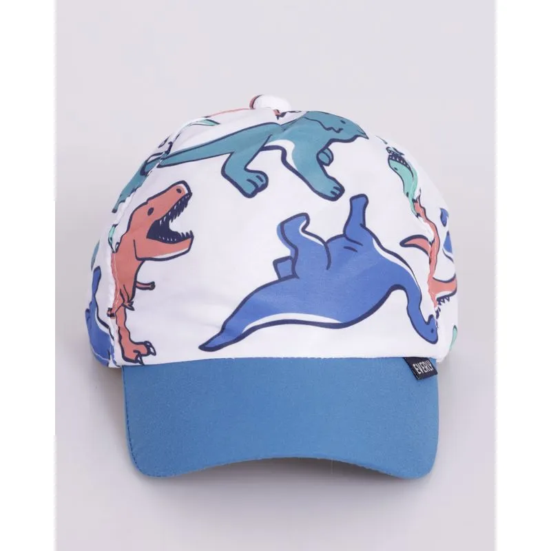 Boné Bebê Microfibra Estampado Dinossauro Branco G