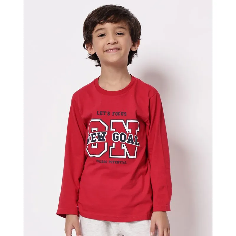 Camiseta Infantil Algodão Manga Longa New Goal Vermelha 6