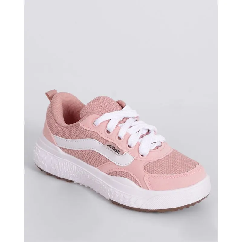 Tênis Infantil Casual com Recorte Telado Rosa 28