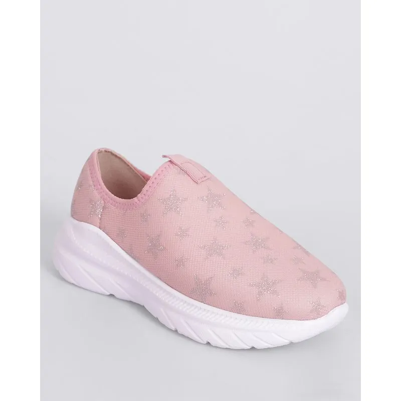 Tênis Infantil Casual Molekinha Slip On Estrelas Glitter Rosa 28