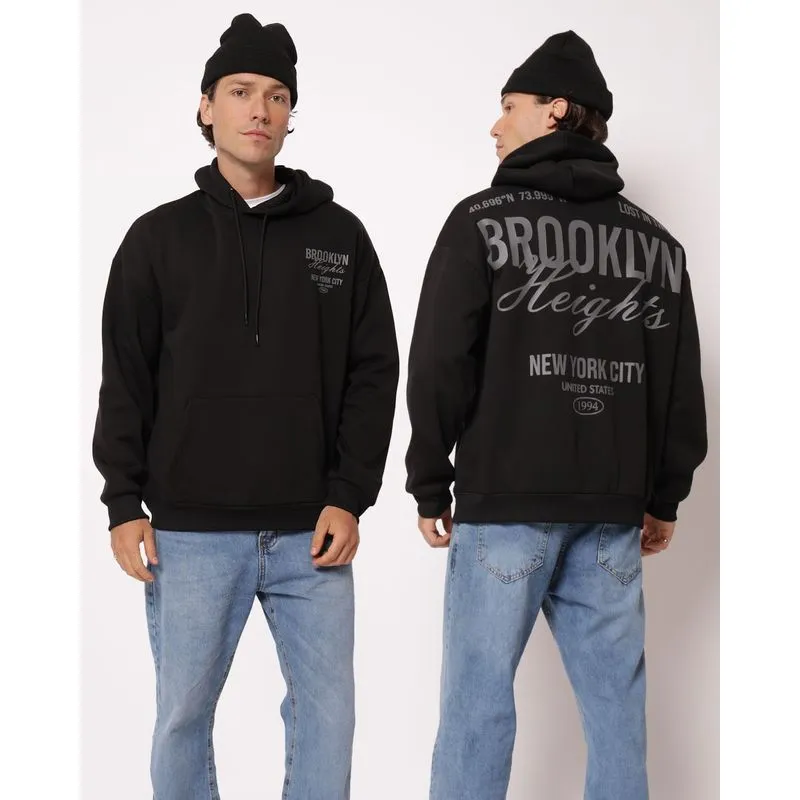Blusão Moletom Masculino Estampa Frente e Costas Preto P