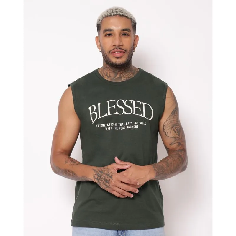 Regata Masculina Algodão com Estampa Frontal Verde XGG