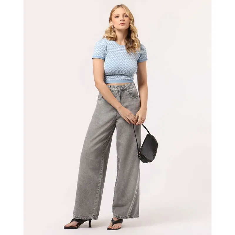 Calça Jeans Feminina Skater Cinza 48
