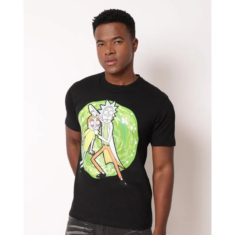 Camiseta Masculina Algodão Rick & Morty Manga Curta Preta GG