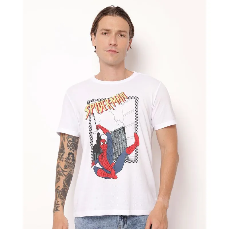 Camiseta Masculina Estampada Homem Aranha Branca XG