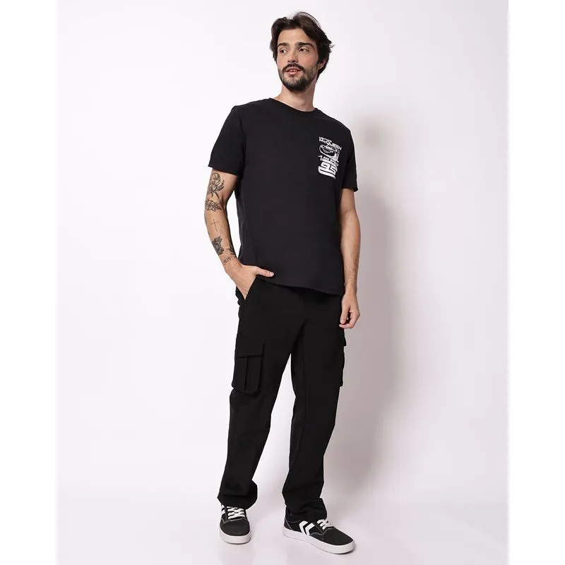 Calça Masculina Reta com Bolsos Cargo Preta M