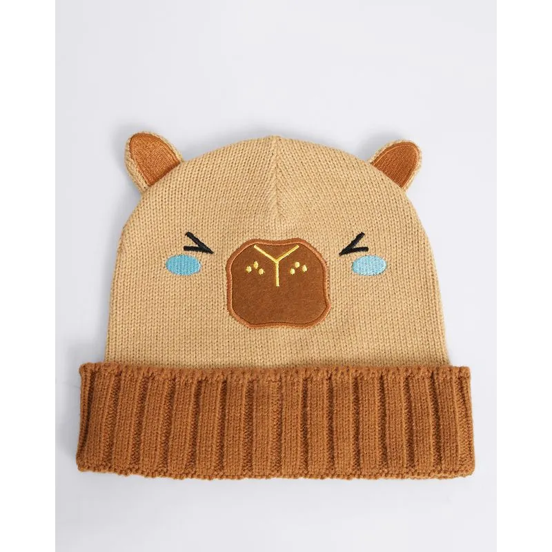 Gorro Infantil Unissex Estampa Capivara Marrom 4 A 8