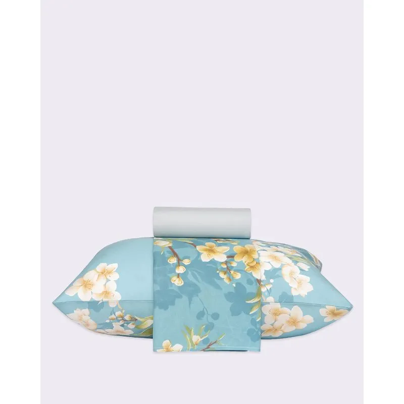 Jogo de Cama Solteiro 3 Peças Arte & Cazza Estampa Floral Azul UN
