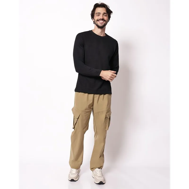 Calça Masculina Reta com Bolsos Cargo Marrom P
