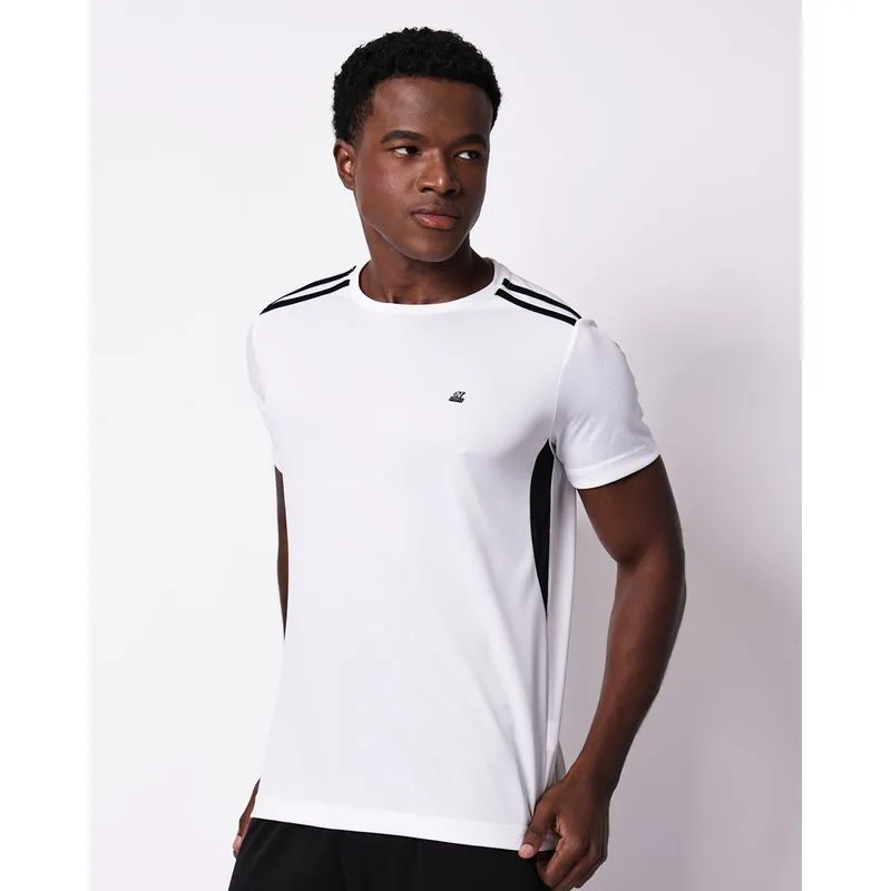 Camiseta Esportiva Masculina Dry Fit com Listras Branca XG