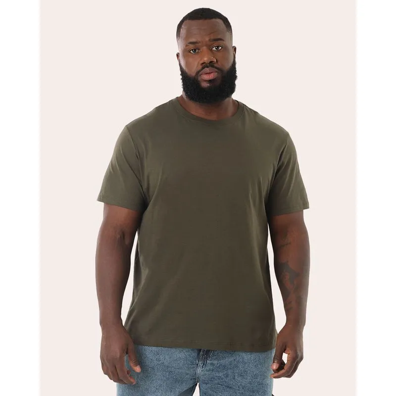Camiseta Plus Size Masculina Algodão Peruano Lisa Verde G1