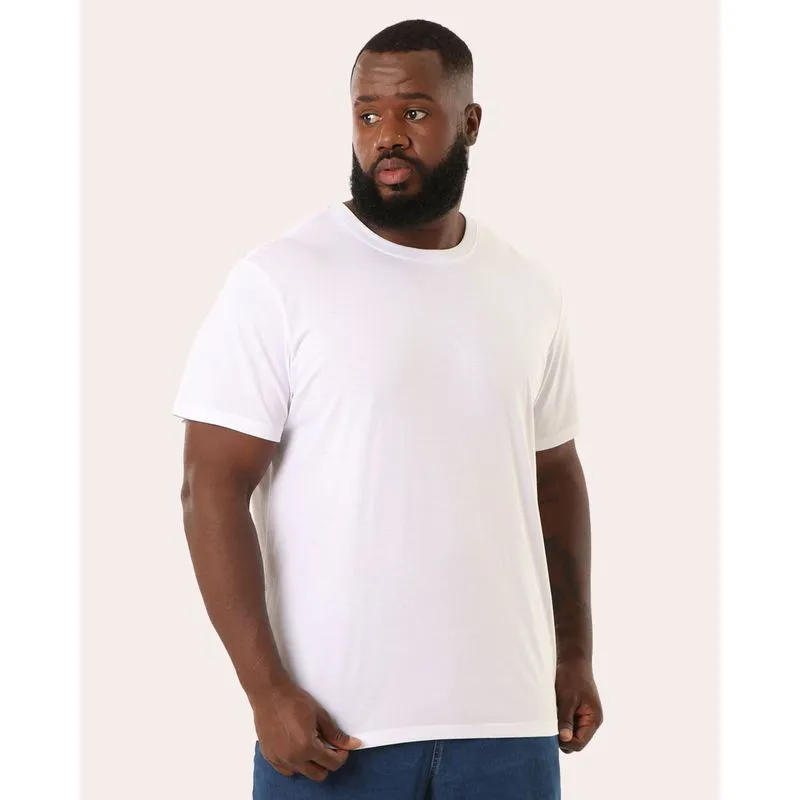 Camiseta Masculina Plus Size Algodão Peruano Branca G4