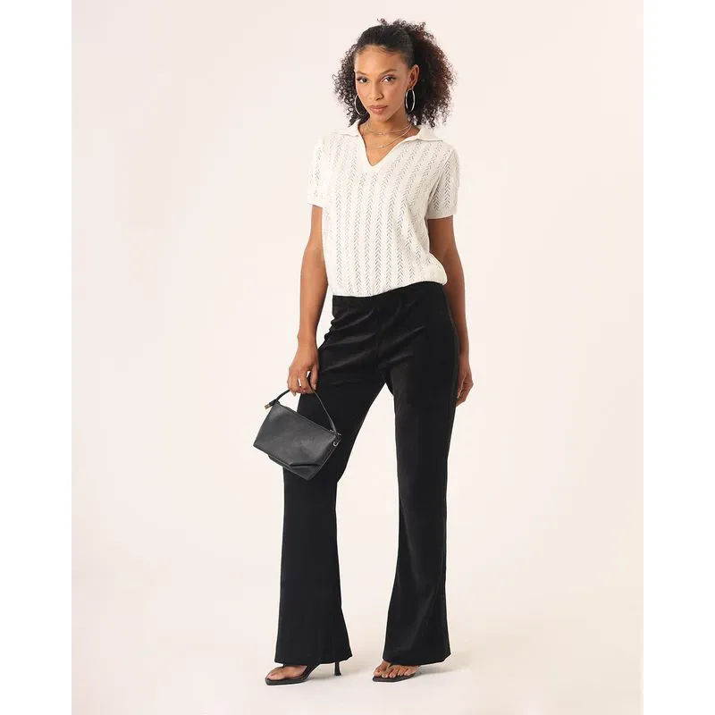 Calça Feminina Flare Aveludada Preta GG