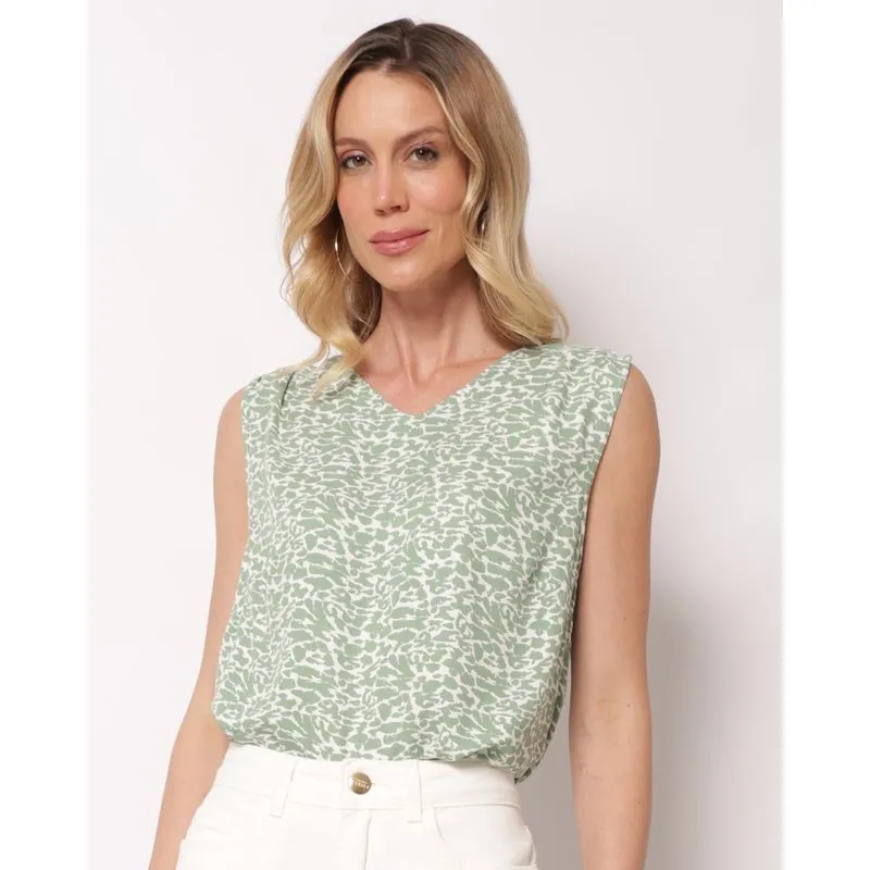 Regata Feminina Viscose Donatta Estampada Verde G