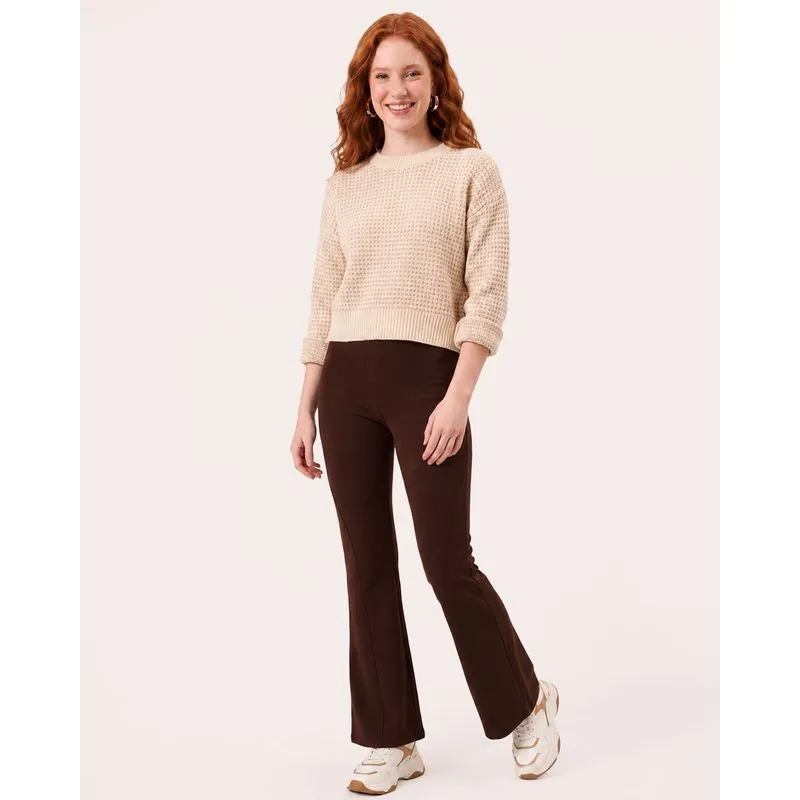 Calça Feminina Flare Texturizada Marrom M