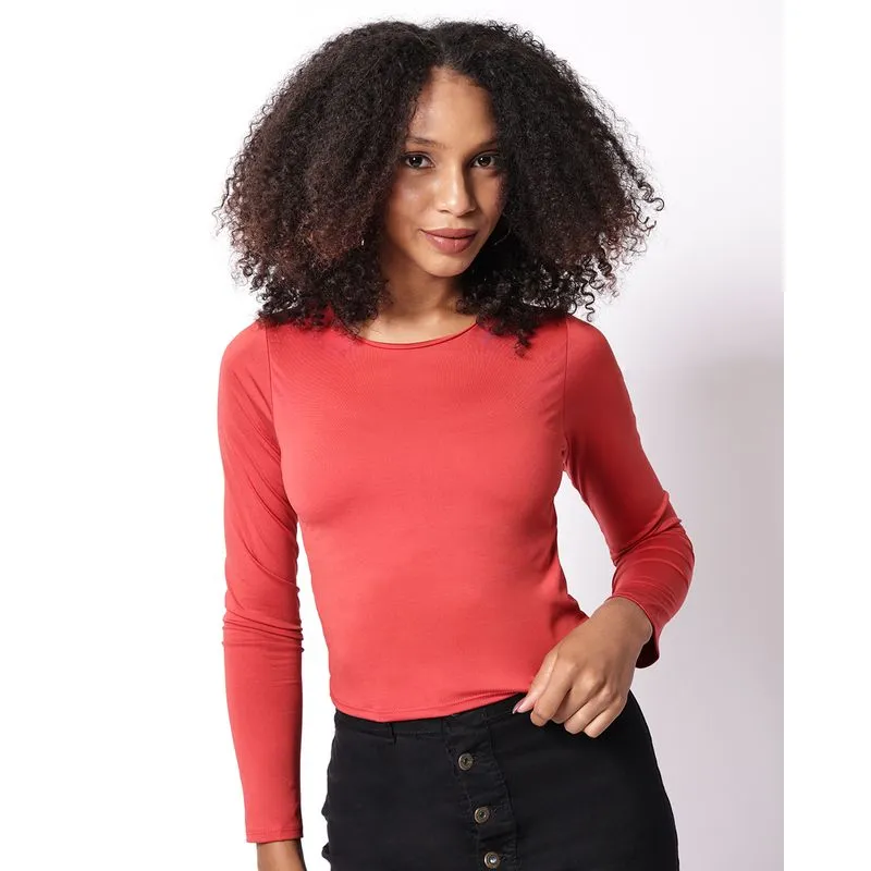 Blusa Feminina Básica Manga Longa Vermelha G