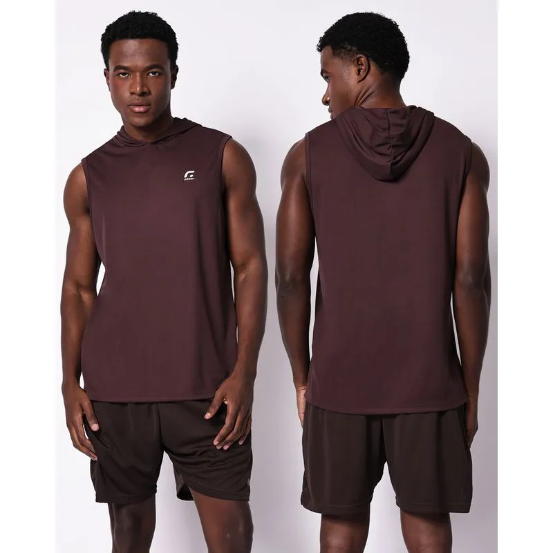 Regata Esportiva Masculina Fitter Dry Fit com Capuz Marrom P