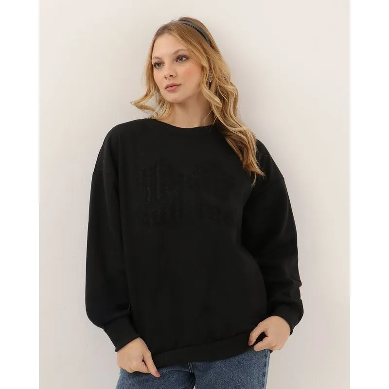 Blusão Moletom Feminino Laço Preto P
