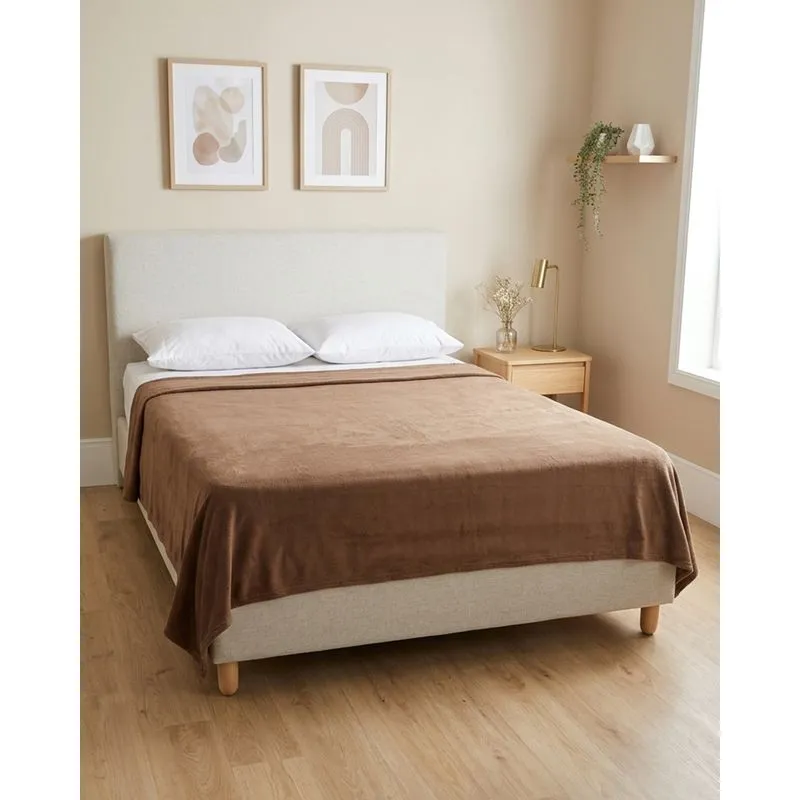Manta Andreza Casal Fleece Liso Marrom UN