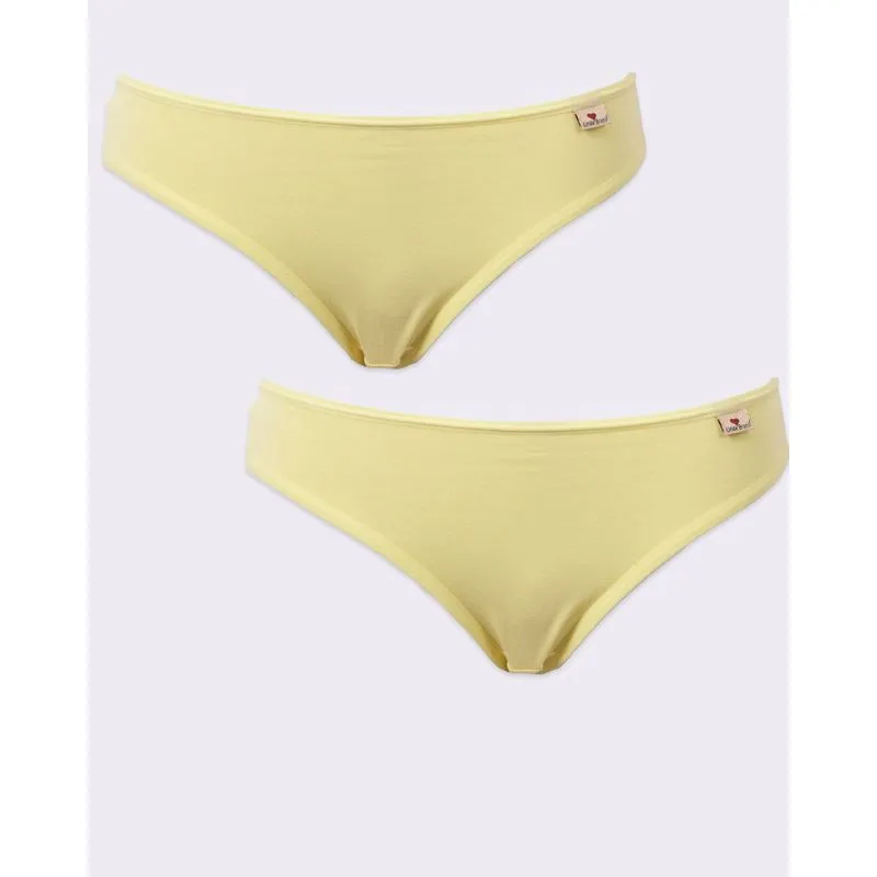 Kit 2 Calcinhas Plus Size Feminina Biquíni Algodão Amarela 48