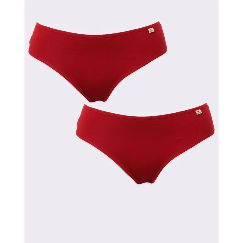Kit 2 Calcinhas Plus Size Feminina Biquíni Algodão Vermelho 50
