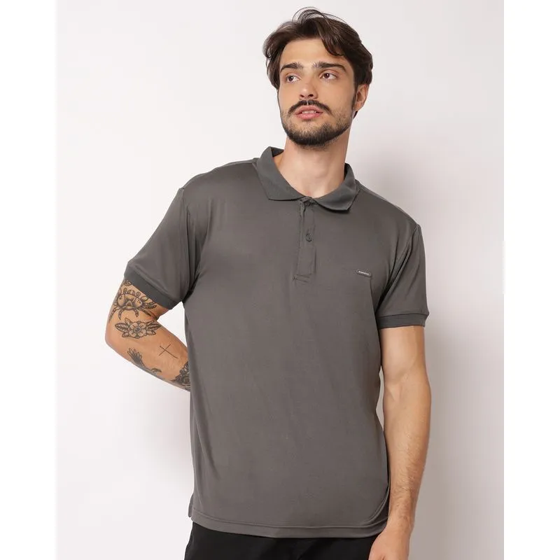 Camisa Polo Masculina Gangster Manga Curta Cinza P
