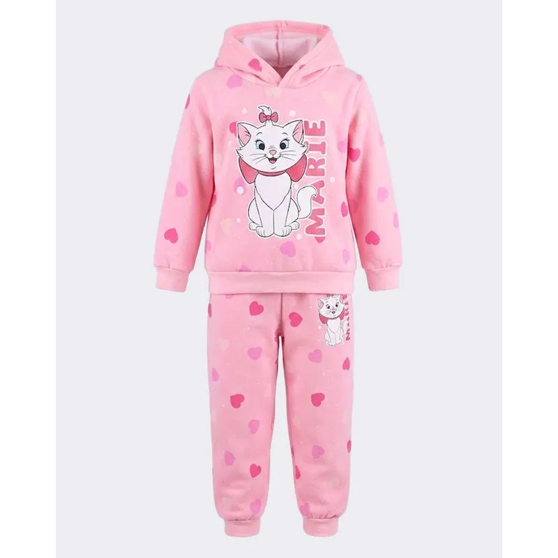 Conjunto Moletom Bebê com Capuz Disney Marie Rosa 1